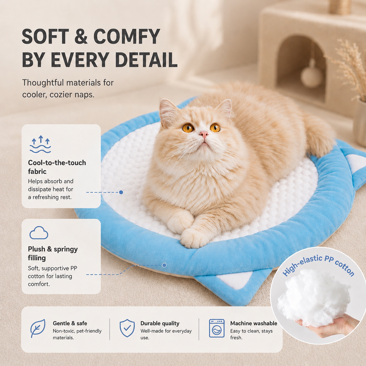 Summer Cooling Mat for Cats & Dogs – Breathable Washable Pet Cooling Bed (Non-Toxic, Anti-Heat)