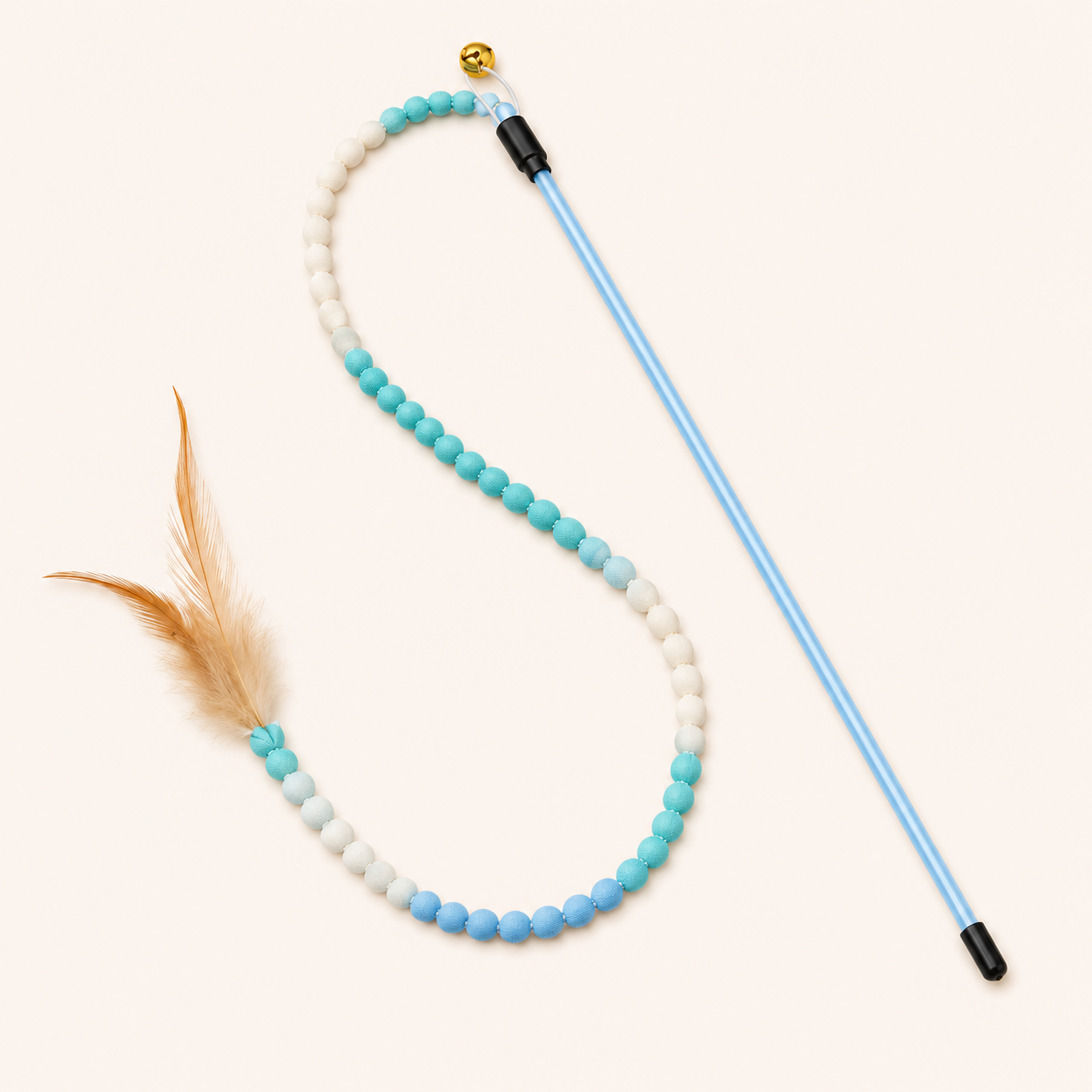 Interactive Cat Rainbow Wand Toy with Feathers – Colourful Teaser Wand for Indoor Cats