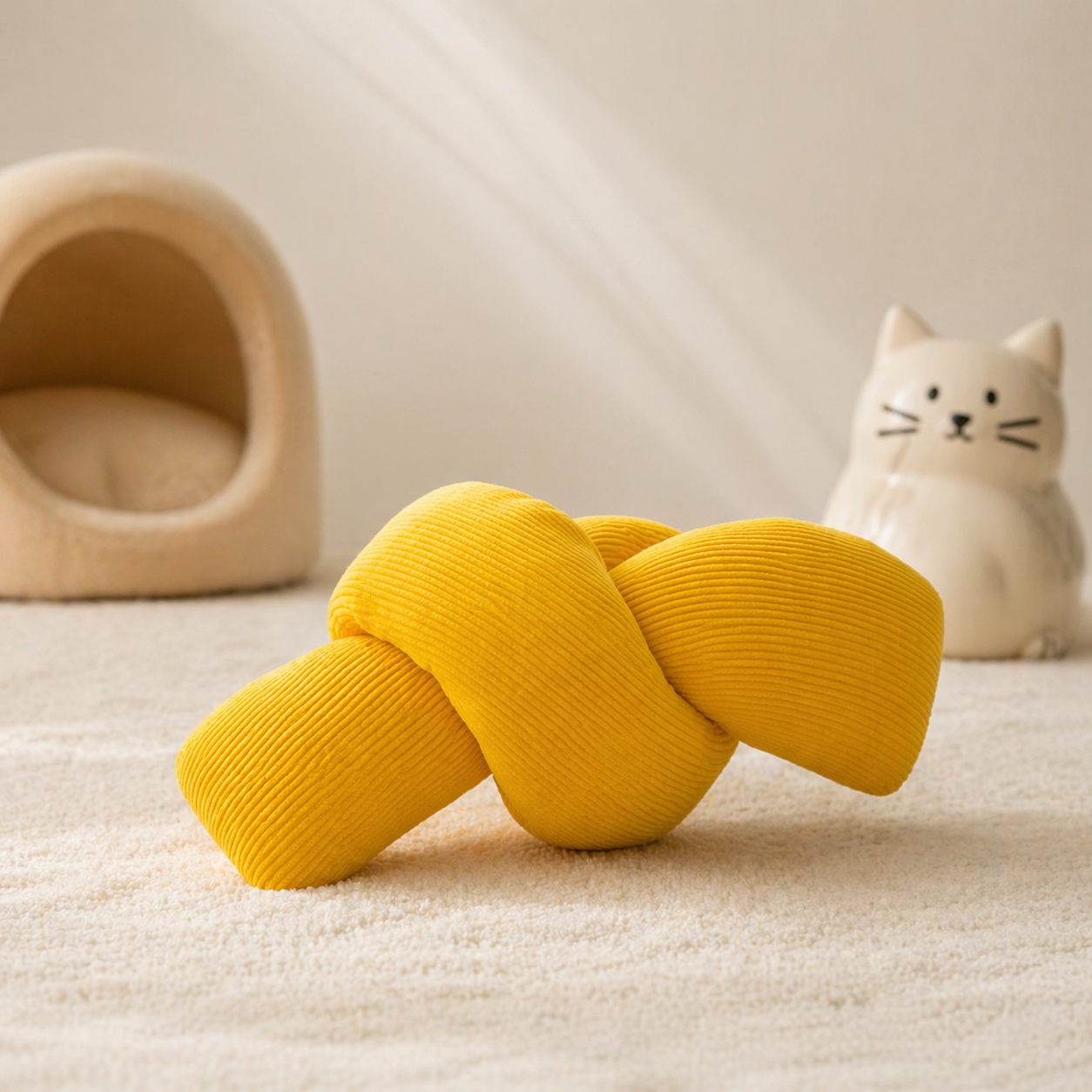 Plush Cat Kick Toy with Catnip & Crinkle Sound | Soft Knot Chew Toy for Cats & Kittens