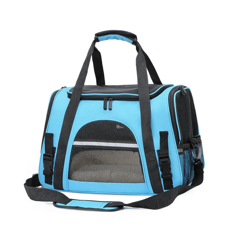 Foldable Cats & Dogs Carrier Bag–Soft Mesh Travel Carrier.