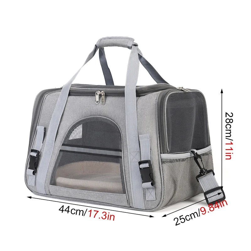 Foldable Cats & Dogs Carrier Bag–Soft Mesh Travel Carrier.