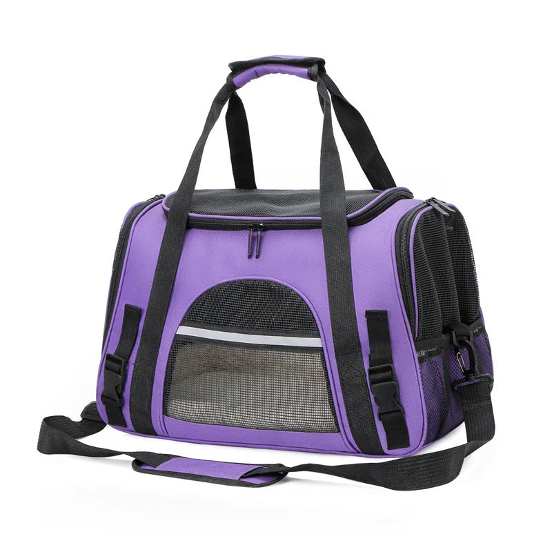 Foldable Cats & Dogs Carrier Bag–Soft Mesh Travel Carrier.