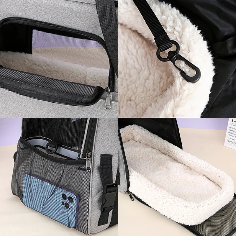 Foldable Cats & Dogs Carrier Bag–Soft Mesh Travel Carrier.